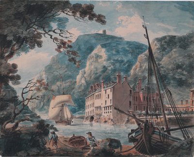 Avon Gorge Bristolissa Old Hot Wells Housen kanssa n. 1792 (grafiitti, akvarelli, kynä ja ruskea muste) tekijältä Joseph Mallord William Turner