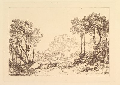 Linna Meadows Liber Studiorumin yläpuolella, osa II, levy 8, 1808. tekijältä Joseph Mallord William Turner