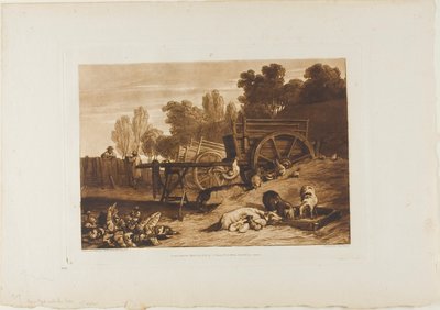 Farm Yard with the Cock, levy 17 Liber Studiorumilta tekijältä Joseph Mallord William Turner