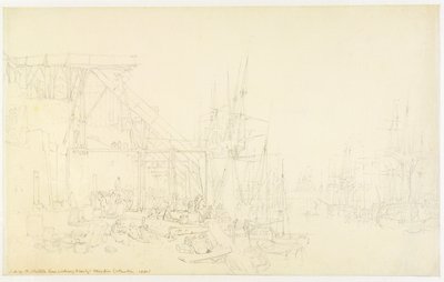 "The Hurries", hiiliveneiden lastaus, North Shields, n. 1795 (grafiitti paperilla) tekijältä Joseph Mallord William Turner