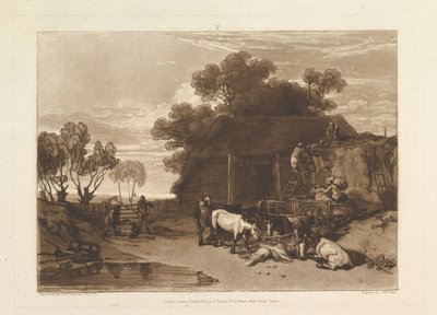 The Straw Yard Liber Studiorum, osa II, levy 7, 20. helmikuuta 1808. tekijältä Joseph Mallord William Turner