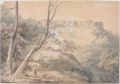 Tivoli ja Sibylan temppeli (kynä ja akvarelli paperille (aluksella)) tekijältä Joseph Mallord William Turner