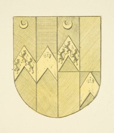 Arms of Brook(e?) messinkilevyllä St Mary Redcliffessä (akvarelli paperille) tekijältä Joseph Manning