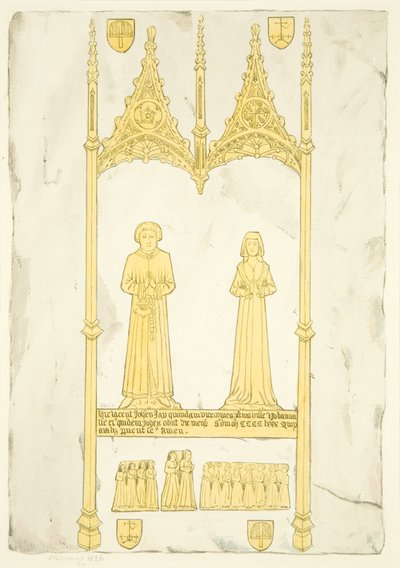 John ja Johanna Jayn messinki St Mary Redcliffessä (akvarelli paperille) tekijältä Joseph Manning