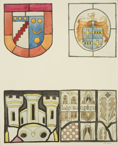 Lasimaalaus Weaversin kappelin ikkunassa Temple Churchissa (akvarelli paperille) tekijältä Joseph Manning