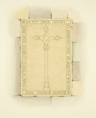 Hautakivi Canyngesin haudan edessä St Mary Redcliffessä (akvarelli paperille) tekijältä Joseph Manning