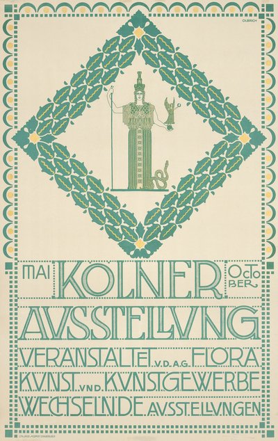Juliste vuoden 1905 Kölnin taidefestivaalille, 1905 tekijältä Joseph Maria Olbrich