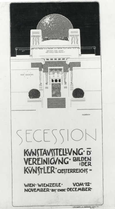 Mainosjuliste Itävallan taiteilijoiden Secession-näyttely, 1898 (värillinen litho) tekijältä Joseph Maria Olbrich