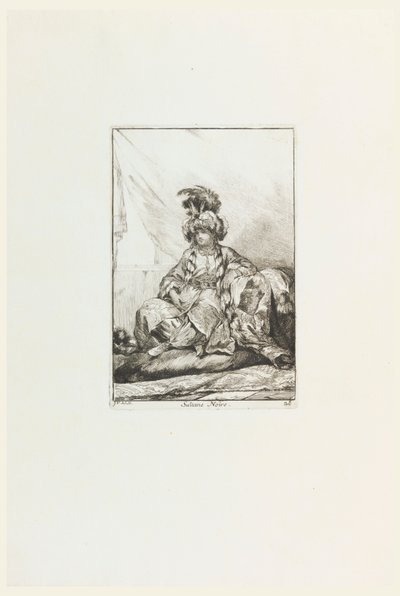 Sultane Noire (Musta Sultana), levy 28 sarjasta Caravanne du Sultan à la Mecque (Sulttaanin karavaani Mekkaan) tekijältä Joseph Marie Vien the Elder