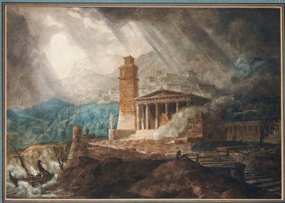 Capriccio roomalaisesta satamasta myrskyn aikana tekijältä Joseph Michael Gandy