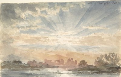 Maisema nousevan auringon kanssa, 1. joulukuuta 1828, 8.30, 1828. tekijältä Joseph Michael Gandy