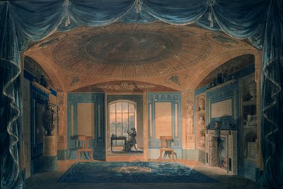 Aamiaishuone, Pitzhanger Manor, 1802 (kynä ja muste wc:llä paperilla) tekijältä Joseph Michael Gandy