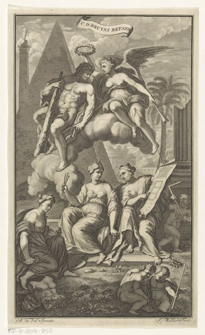 Hercules kruunasi Victoria CD. Bruyns Reysen (otsikko esineessä) Nimisivu: Cornelis de Bruyn, Reizen, 1698 tekijältä Joseph Mulder