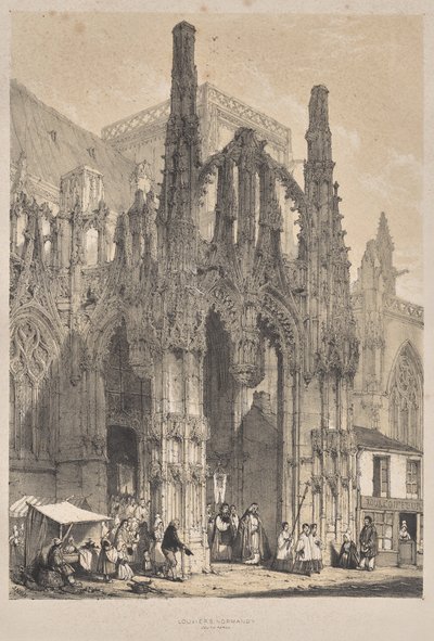 Keskiajan arkkitehtuuri: Louviers, Normandia, South Porch tekijältä Joseph Nash