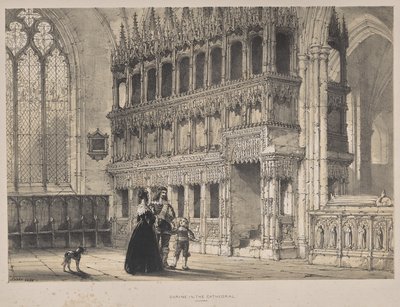 Keskiajan arkkitehtuuri: St. Fridswoden pyhäkkö, katedraali, Oxford tekijältä Joseph Nash