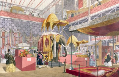 Crystal Palace, Indian Court, pubi. kirjoittanut Dickinson Bros. (värillinen litho) tekijältä Joseph Nash