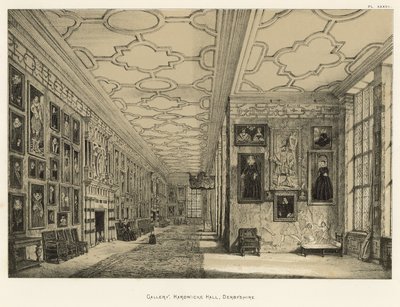Galleria, Hardwicke Hall, Derbyshire tekijältä Joseph Nash
