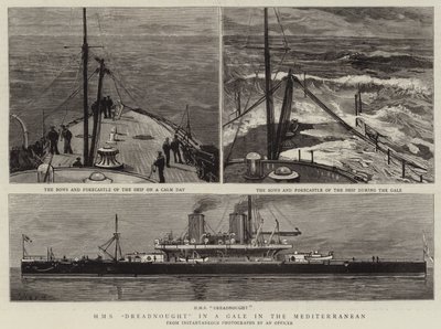 H M S Dreadnought myrskyssä Välimerellä. tekijältä Joseph Nash