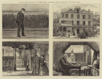Hauteville House, St Peter Port, Guernsey, Victor Hugon asuinpaikka tekijältä Joseph Nash