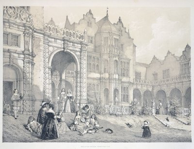Holland House Kensingtonissa, Lontoossa, kuvitus kartanosta Englannissa vanhalla ajalla, Joseph Nash tekijältä Joseph Nash