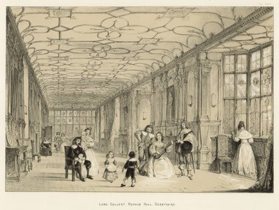 Long Gallery, Haddon Hall, Derbyshire tekijältä Joseph Nash