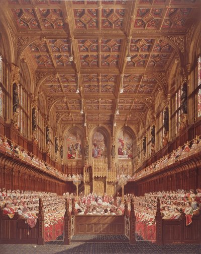 Queen Victoria House of Lordsissa (värikaiverrus) tekijältä Joseph Nash