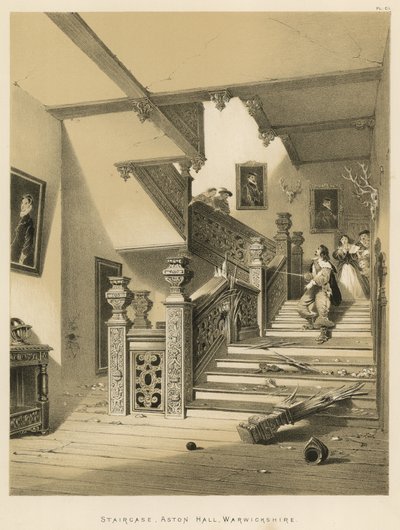 Portaikko, Aston Hall, Warwickshire tekijältä Joseph Nash