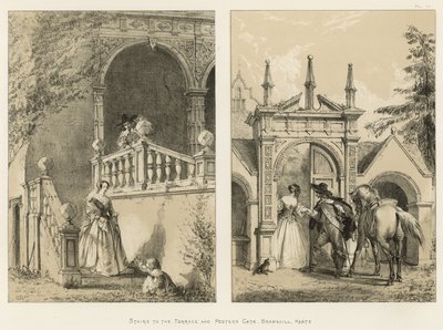 Portaat terassille ja Posttern Gate, Bramshill, Hants tekijältä Joseph Nash