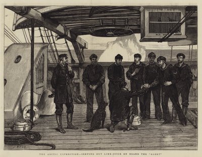 Arctic Expedition, tarjoilemassa lime-mehua Alertissa tekijältä Joseph Nash