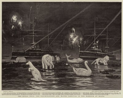 Royal Tour, Illuminations ja Water Carnival Maltan satamassa tekijältä Joseph Nash