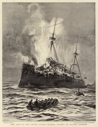 Yhdysvaltain Cruiser Mainen menetys Havannan satamassa tekijältä Joseph Nash