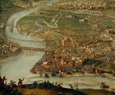 Espanjan perintösota: Savoijin prinssi Eugen vapauttaa Torinon, Italia, ranskalaisten joukkojen piirityksestä (maalaus kankaalle). tekijältä Joseph Parrocel