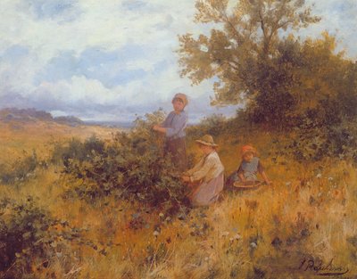 Blackberry Picking, n. 1870 (öljy kankaalle) tekijältä Joseph Paulman