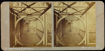 Teleskooppinen galleria, Crystal Palace; Stereoskooppinen valokuva tekijältä Joseph Paxton