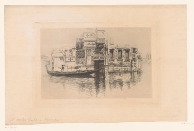 Gondoli kanavalla Watergate Venetsiassa (otsikko esineessä) tekijältä Joseph Pennell (signed by artist)