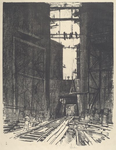 Gatunin lukon alaosassa, 1912. tekijältä Joseph Pennell