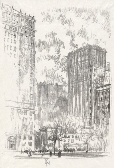Battery Park, no. 1 Iconophile Club -kokoelmassa tekijältä Joseph Pennell