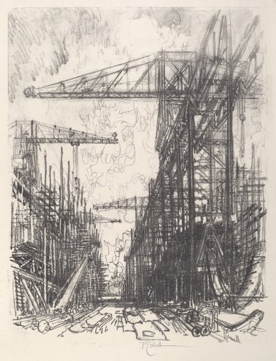 Building Destroyers, No.I, 1917. tekijältä Joseph Pennell