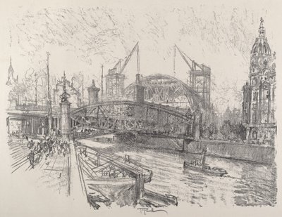 Friedrichstrassen aseman rakentaminen, 1921. tekijältä Joseph Pennell