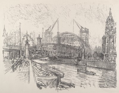 Friedrichstrassen aseman rakentaminen, 1921. tekijältä Joseph Pennell