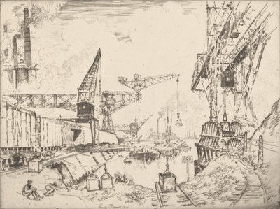Nosturit Duisburgissa, 1910. tekijältä Joseph Pennell