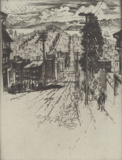 Down and Up the Hills to the Bay, San Francisco, 1912. tekijältä Joseph Pennell