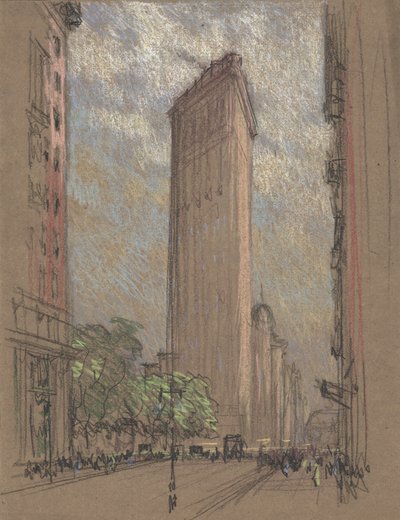 Piirustus Flatiron-rakennuksesta, kirjoittanut Pennell, n. 1904 (kynä ja värikynä paperille) tekijältä Joseph Pennell