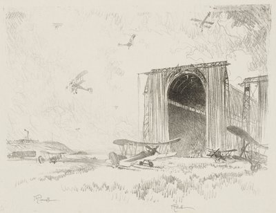 Englantilainen sotatyö: The Balloon-Shed tekijältä Joseph Pennell