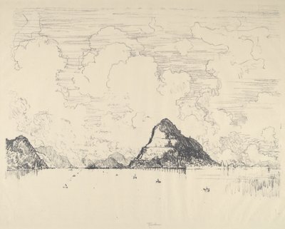 Sisäänkäynti kanavaan Tyyneltämereltä, 1912. tekijältä Joseph Pennell