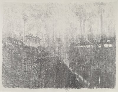 Ilta sotatarvikemaassa, 1916. tekijältä Joseph Pennell