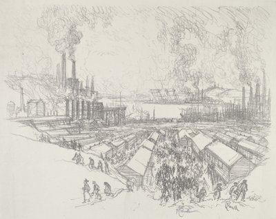 Kello viisi, 1916. tekijältä Joseph Pennell