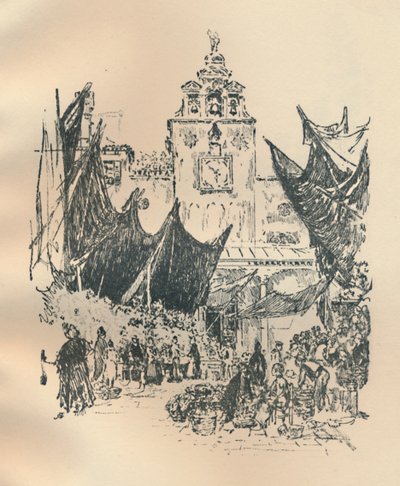 Kukkatori, Venetsia, 1800-luvun loppu - 1900-luvun alku, 1925. tekijältä Joseph Pennell