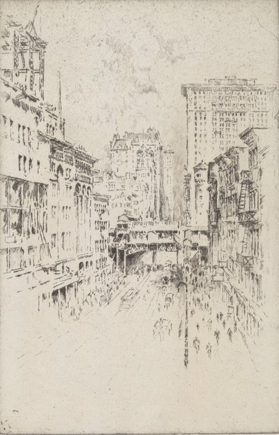 Neljäkymmentäsekkonen katu, 1904. tekijältä Joseph Pennell