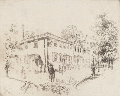 Fourth Street, Meeting House, Philadelphia, 1920. tekijältä Joseph Pennell
